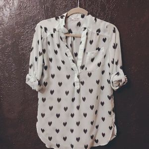 XTaren Mint & Black Hearts Top in S